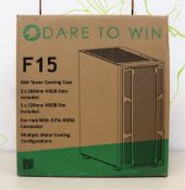 A boxed as new GameMax F15 mid-tower PC case in black/graphite with mesh front (box opened) (box