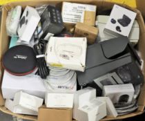 COLLECTION ONLY: A box of assorted new and pre-owned small electrical items and accessories (All