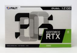 A boxed as new Palit Dual GeForce RTX 3060 12GB Graphics Card (P/N: NE63060019K9-190AD) (Box