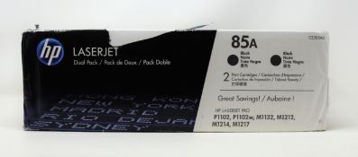 Two boxed as new HP 85A (CE285AD) Black Toner Cartridges (Boxes sealed, some damage to plastic