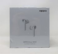 A boxed as new pair of OPPO Enco W51 True Wireless Headphones in Floral White (Box sealed, some