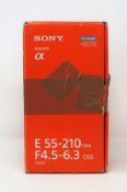 A boxed Sony E 55-210mm F4.5-6.3 OSS Lens in Black (Boxed, appears as new) (Damage to box).