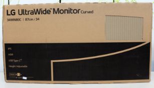 COLLECTION ONLY: A boxed as new LG 34WN80C 34'' UltraWide Curved QHD IPS Monitor (Box sealed, some