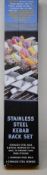 Four boxed as new Steven Raichlen - Best of Barbecue Stainless Steel Kebab Sets (1 rack, 6