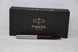 Four boxed as new Parker 51 Ballpoint Pens - Burgundy Resin Chrome Trim.