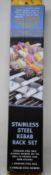 Four boxed as new Steven Raichlen - Best of Barbecue Stainless Steel Kebab Sets (1 rack, 6