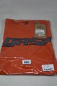 Five as new Gasp Pro Logo T-shirts in flame (S, M, L, XL, XXL - RRP £49 each).