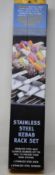 Four boxed as new Steven Raichlen - Best of Barbecue Stainless Steel Kebab Sets (1 rack, 6