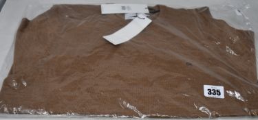 Two as new Calvin Klein superior wool crew neck sweaters in caramel (M).