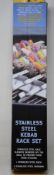 Four boxed as new Steven Raichlen - Best of Barbecue Stainless Steel Kebab Sets (1 rack, 6