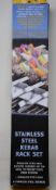 Four boxed as new Steven Raichlen - Best of Barbecue Stainless Steel Kebab Sets (1 rack, 6
