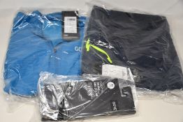 Two as new Gore Wear C3 sphere blue jerseys (medium / small) two as new Gore Wear black 2 in 1
