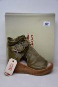 A pair of women's boxed as new A.S 98 high ankle boots in pale green (EU 38).