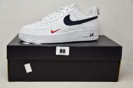 Two pairs of boxed as new Nike Air Force 1 LV8 in navy and white (UK 6 and 7 men's).