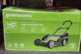 A Greenworks Lawnmower 41cm (40 volt lithium).