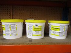 Three tubs of Murabond Sealed Surface Adhesive (5kg each).