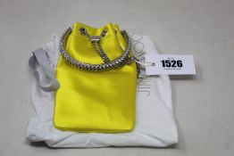 An as new Jimmy Choo Bon Bon crystal-embellished satin top-handle bag in yellow (No tags but item is
