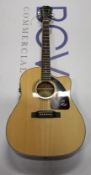 A pre-owned Epiphone AJ-220SCE/N Solid Top Electro Acoustic Guitar (Damaged headstock, electrics may