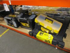 A Stanley Folding Saw Horse, a Stanley Mobile Work Centre (Plus one similar) and a Stanley 48cm Tool