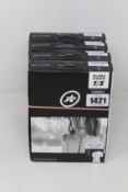 Four women's as new Assos Skin Layers Clima Code 1/3 short sleeve tops (2 x M, 2 x L/XL).
