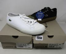 Two pairs of as new Lacoste sneakers; Topskill (UK 7) and Gripshot (UK 6).