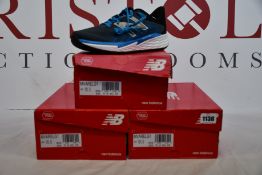 Three pairs of as new New Balance Evare MVARLG1 trainers (UK 10).