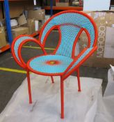A Moroso Banjooli outdoor chair with arms created by Sebastian Herkner (Colour: Blue/Orange).