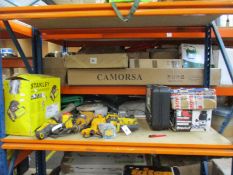 Miscellaneous pre-owned hand power tools and related to include a DeWalt DCH334 3 function hammer, a