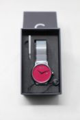 A women's as new Coluri Pankhurst watch in scarlet (RRP £139).