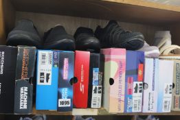 Six pairs of assorted as new Skechers footwear.