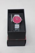 A women's as new Coluri Kahlo watch in scarlet (RRP £139).