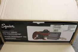 A boxed as new Squire by Fender HSS Affinity Series Stratocaster electric guitar, Fender Frontman