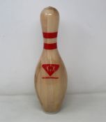 A set of ten Qubica AMF clear trophy ten pin bowling pins.