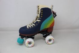 A pair of Chaya Melrose Elite quad skates with the 'Love is Love' design (Size UK 6 / EU 39) (Box