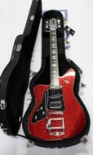 An as new left handed Duesenberg Paloma Red Sparkle Electric Guitar with case.