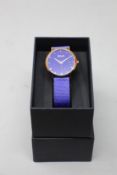 A women's as new Coluri Kahlo watch in violet (RRP £139).