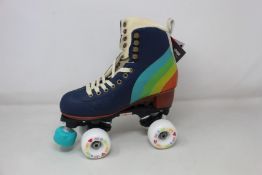 A pair of Chaya Melrose Elite quad skates with the 'Love is Love' design (Size UK 6 / EU 39) (Box