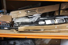 A quantity of music stands/tripods and other assorted musical accessories to include a Yamaha