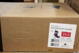 A boxed as new pair of K2 Anthem 80 MV Gripwalk ski boots (size 24.5).