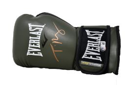 A Tyson Fury signed left hand Everlast Powerlock Boxing Glove - Becket Witnessed signed in
