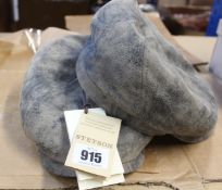 Two as new Stetson McCook brown leather 6-piece flat cap style hats (M - RRP £92 each).