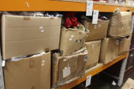 Nine boxes of pre-owned clothing and related items.