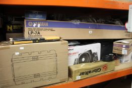 A quantity of miscellaneous music related items to include a Yamaha LP-7A Pedal Unit, a weRack 4HE