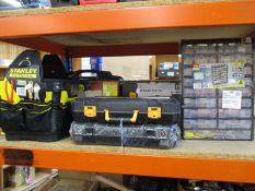 A small quantity of tools and related to include a Trend T4 Router, a Triton T6 Pocket-Hole Jig