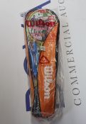 Six as new Wilson 4 piece badminton sets (each set include 4 rackets, 3 shuttles and a net).