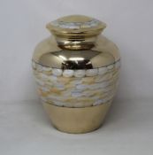 A mother of pearl brass adult urn (SE BU1054).