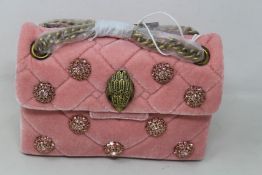 An as new Kurt Geiger Velvet mini Kensington bag in pale pink (RRP £140).