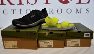 A pair of men's as new Keen Explore Vent shoes (UK 10) and two pairs of women's Keen Elle