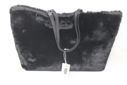 An as new Jimmy Choo Allegra Faux Fur Tote In Black (RRP $1495 - No tags but item is as new).