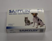 Twenty four boxes of Samylin liver supplements for small breed dogs (Expiry date 02/2024).